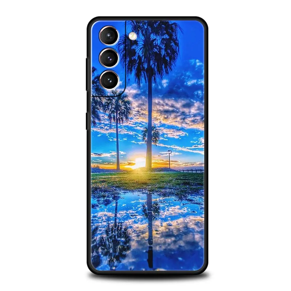 Summer Beach Palm Tree Soft Silicone Phone Case Cover