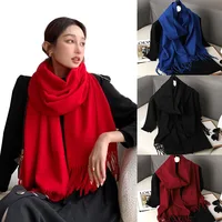 New Cashmere Scarf Women's Winter Scarves Wool Black Red Scarf Ladies Winter Big Pashmina Scarf XWJ01 1