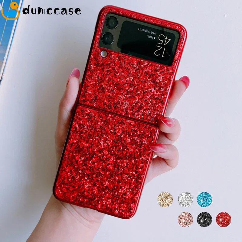 Custodia Glitter Paillettes Per Samsung Galaxy Z Flip 3 5G Z Flip4 Z Fold3 Cover Posteriore Antiurto Colorata Lucida Star Bling Z Flod4