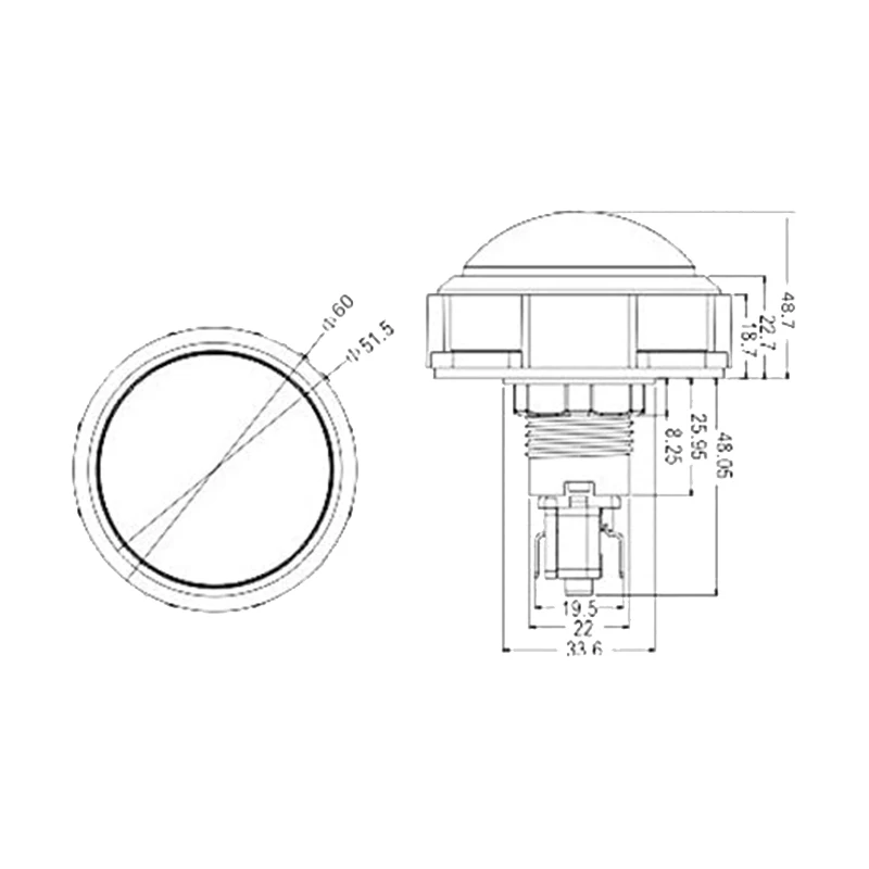 AED7-5X 아케이드 버튼 60mm 돔형 2.36인치 LED 푸시 버튼(마이크로 스위치 포함) 아케이드 게임기 비디오 게임 콘솔용