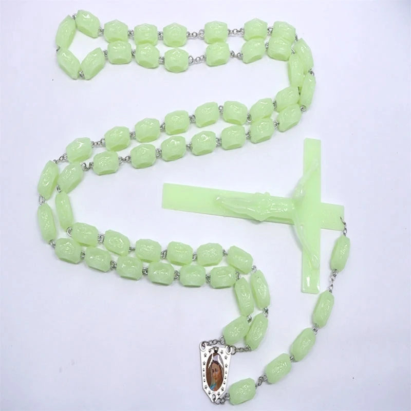 

Rosary Beads Luminous Noctilucent Necklaces Glowing Rosary Necklaces Catholicism Religious Jewelry Party Gift for Prayer