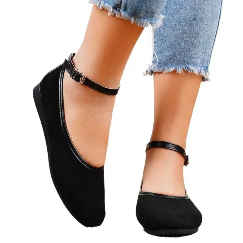 New 2024 black Velvet Ballet Flats Women Mary Jane Flats Shoes Leopard Print Round Toe Flat Shoes for Women Large Size 36-43 3