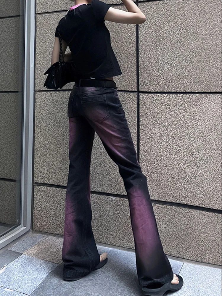 Grape Purple American High Street Elastic Micro Flared Jeans For Women And Men, High Waist Slimming Flared Pants, Long Pants For 5