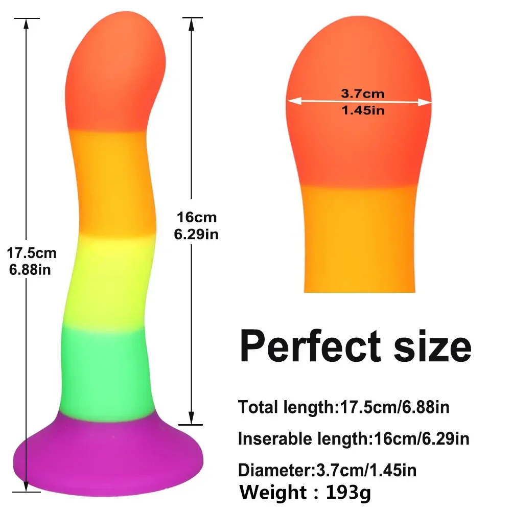 7inch Rainbow Color Vividly Shape Simulated Silicone Dildo Realistic Smooth Fake Penis Manual Vaginal Vibrator Sexy Tool Sex Toy