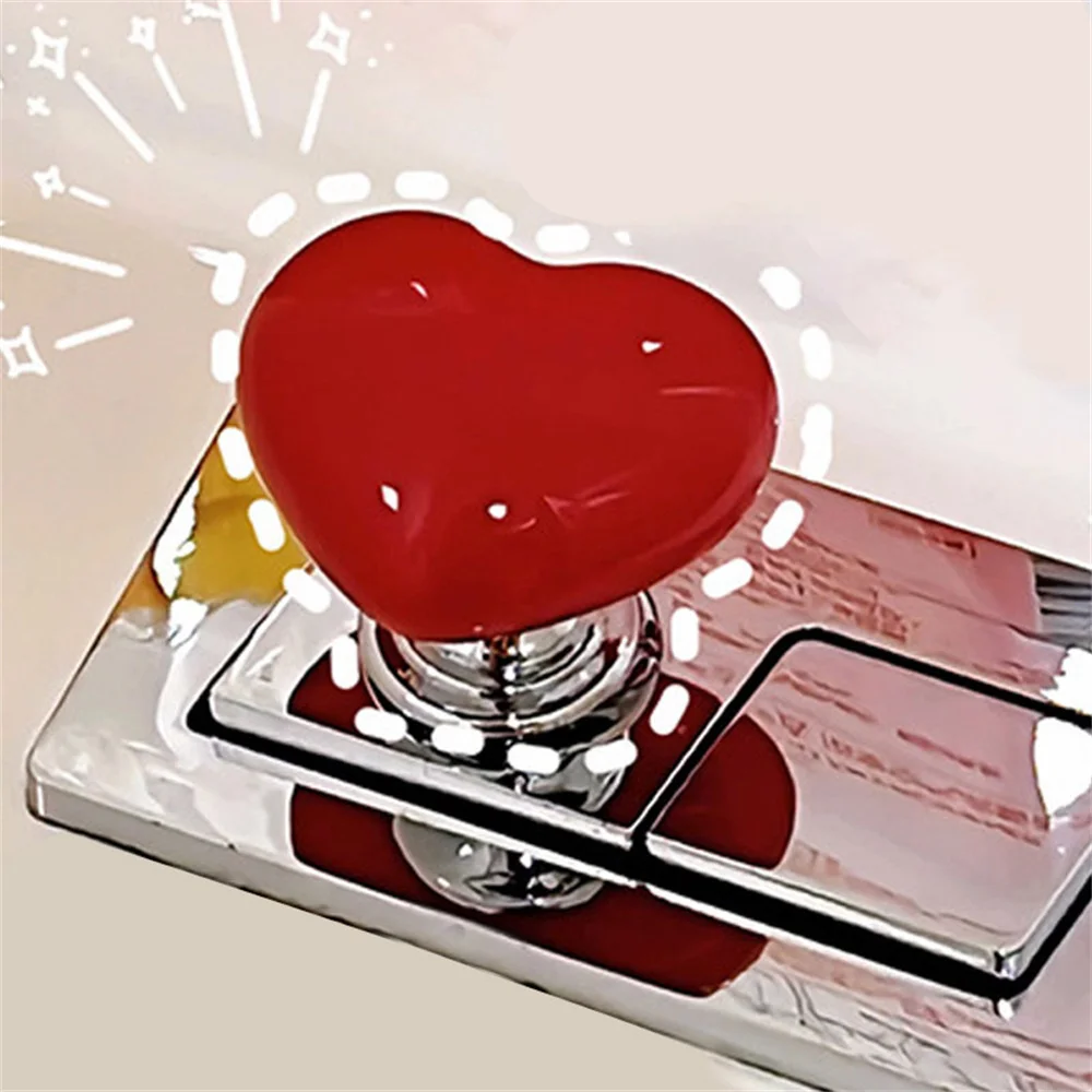 Toilet Presser Heart Shape Handle Love Toilet Press Button Bathroom Water Tank Buttons Push Switch Bathing Room Accessories Tool