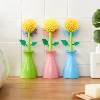 1 set - Kitchen brush, oil free, long handle pot brush, pot wash, bowl brush, creative cleaner 1