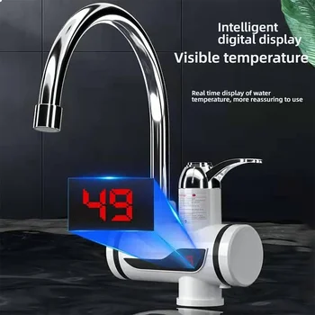 Miscelatore elettrico caldo freddo Rubinetto per riscaldamento istantaneo da 3000 W Rotazione di 360 gradi Rubinetto per riscaldamento rapido Cucina digitale Forniture per il bagno 1
