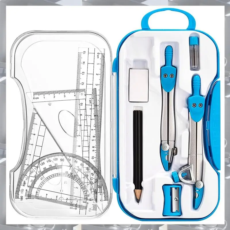 L98A-Geometry Set 10 Pcs Math Supplies Kit,Including Compass,Protractor,Ruler,Eraser,Pencil Ect,For Drawing And Measurement