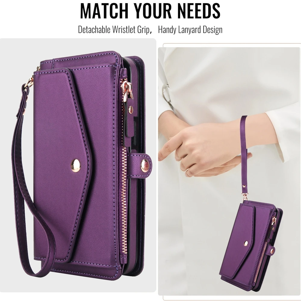 Versatile Crossbody Detachable Wallet Case with Card Slots and Lanyard Purse