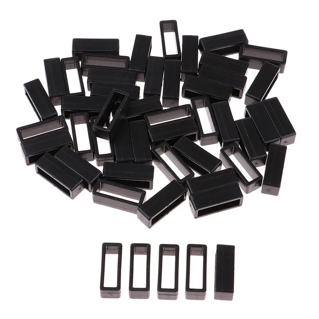 

50x Rectangle Plastic Keeper Belt Loop Flat Ring 15mm 20mm 25mm 32mm