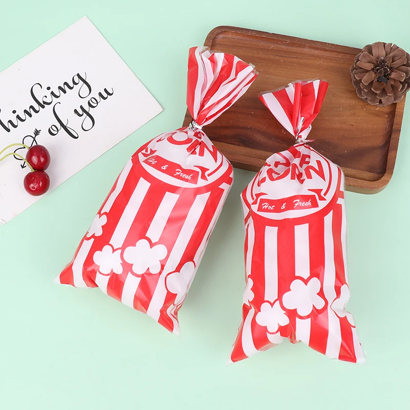 Sacchetti Popcorn Carta 100 Pezzi – Strisce Rosse E Bianche 21x9 Cm Per Feste E Caramelle