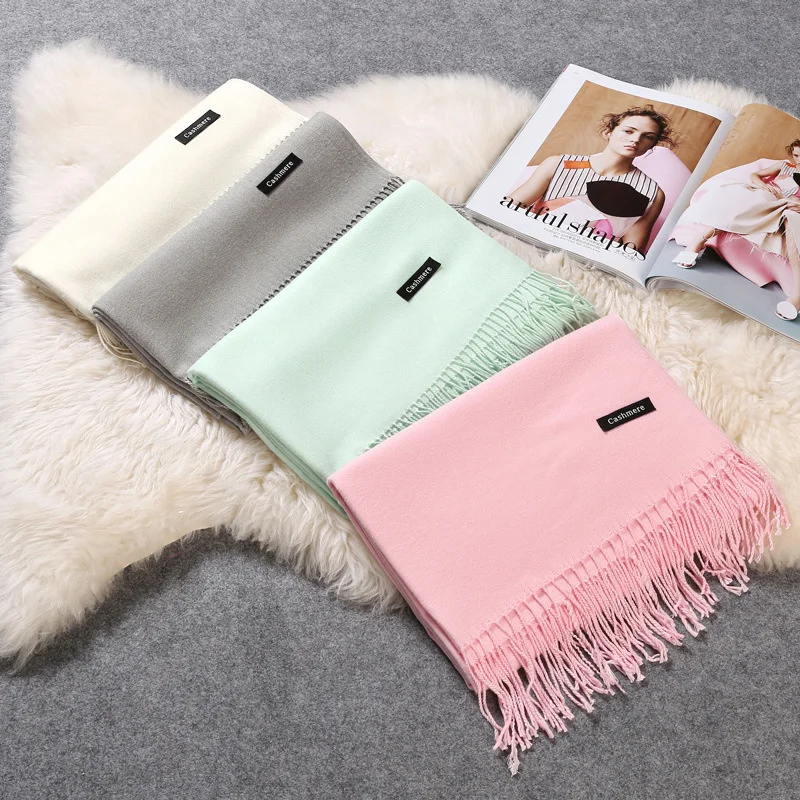 Fashion Solid Scarf Women Cashmere Soft Winter Warm Scarves Hijab Female Long Headband Shawl Wraps Bandana Foulard Echarpe