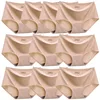 10Pcs/Set Large Size XXL Seamless Women Panties Mid-waist Briefs Female Breathable Underwear Ice silk Crotch Lingerie