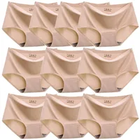 10Pcs/Set Large Size XXL Seamless Women Panties Mid-waist Briefs Female Breathable Underwear Ice silk Crotch Lingerie