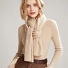 100% Wool Knitted Long Scarf For Women Winter Soft Warm Fashionable Stylish Two-In-One Scarf Shawls Hollow Out Wollen Neck Warm