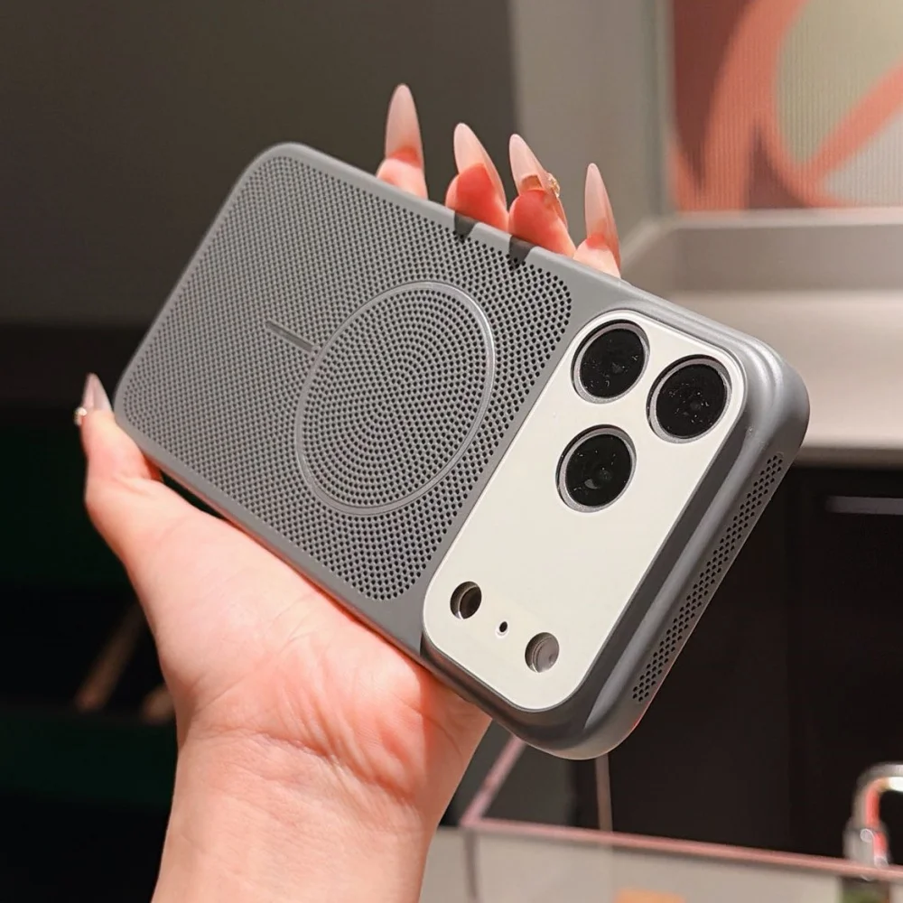 Breathable Mesh Cooling Magnetic Phone Case with Contrast Color Lens Protection