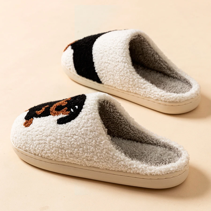 Women's Slippers Classic Dog Embroidered Pattern Winter House Indoor Soft Sole Warm Casual Comfy Leisure Bedroom Home Shoes - 6