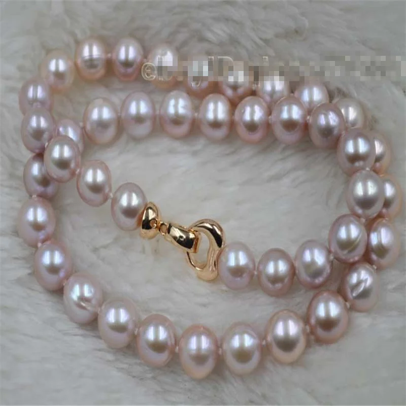 natural freshwater AA 9-10mm purple pearl necklace