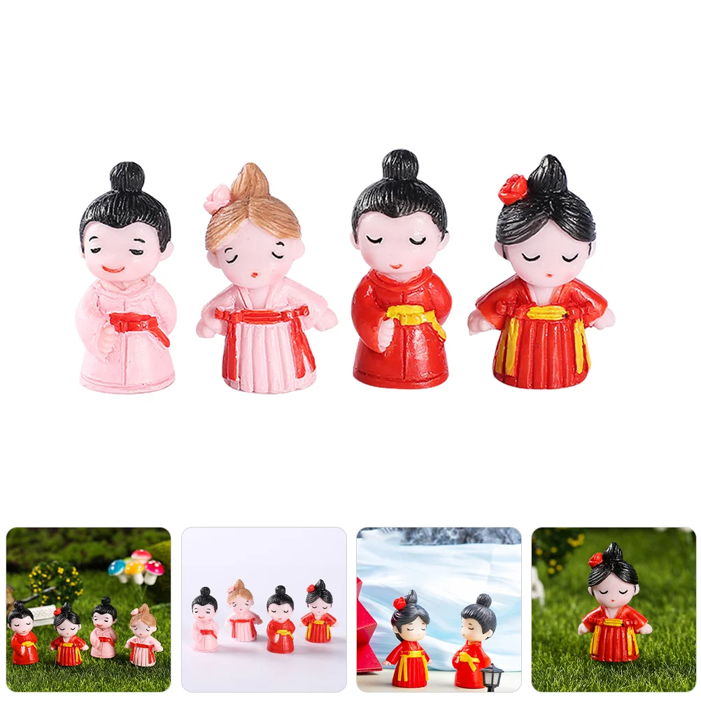 

4 Pcs Character Trinkets Home Decoration Cartoon Couple Statue Office Ornament Cute Miniature Figurines Couples Decorations