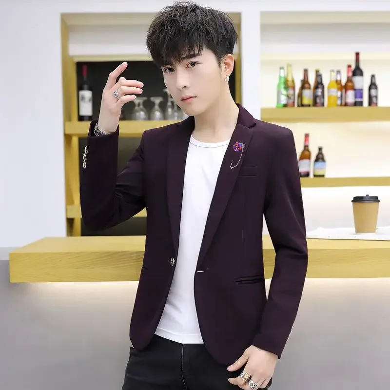 thumbnail image 1 of Blazer masculino de gran tamaño, corto, para fiesta, chaqueta de traje para hombre, abrigo, talla grande, ropa de primavera, ropa de estilo coreano, ropa para hombre, 1 of 5