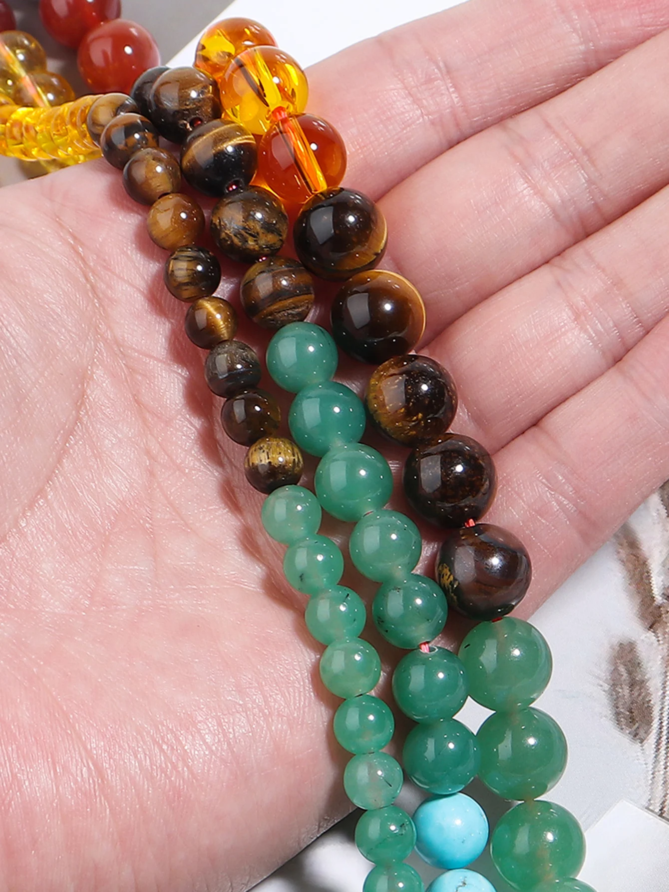 

Rttooas AAA Seven Chakra Mixed Color Agate 6/8/10mm Natural Stone Loose Circular Jewelry Production Batch DIY Accessories