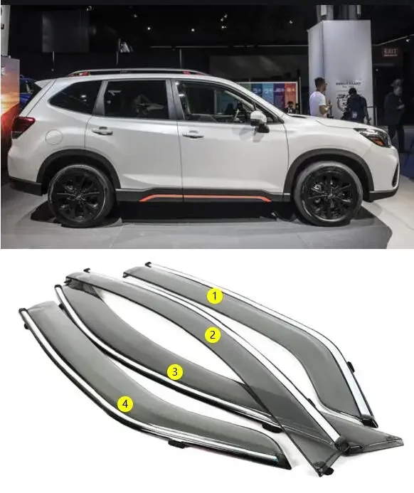 For Subaru Forester 2019 -2021 Car Styling Chrome Car Window Sun Vent Visor Rain Guards Sun/Rain Shield Exterior Decoration  YJF 1