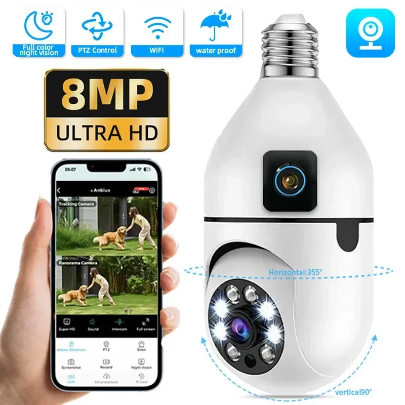 Smart Camera 8MP WIFI Bulb E27 for Indoor Security