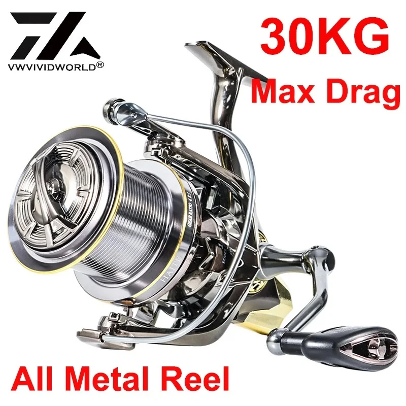 

VWX All Metal Fishing Reel 30KGs Powerful Drag Spinning Reel Aluminum Spool 10+1 Ball Bearings Long Baitcasting Reel Saltwater