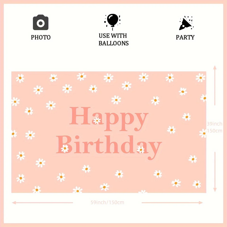 WADORN Banner Con Foto Compleanno A Tema Torta – Sfondo In Tessuto 90x180cm Con Palloncini E Scritta 'Buon Compleanno' Per Decorazioni Festa