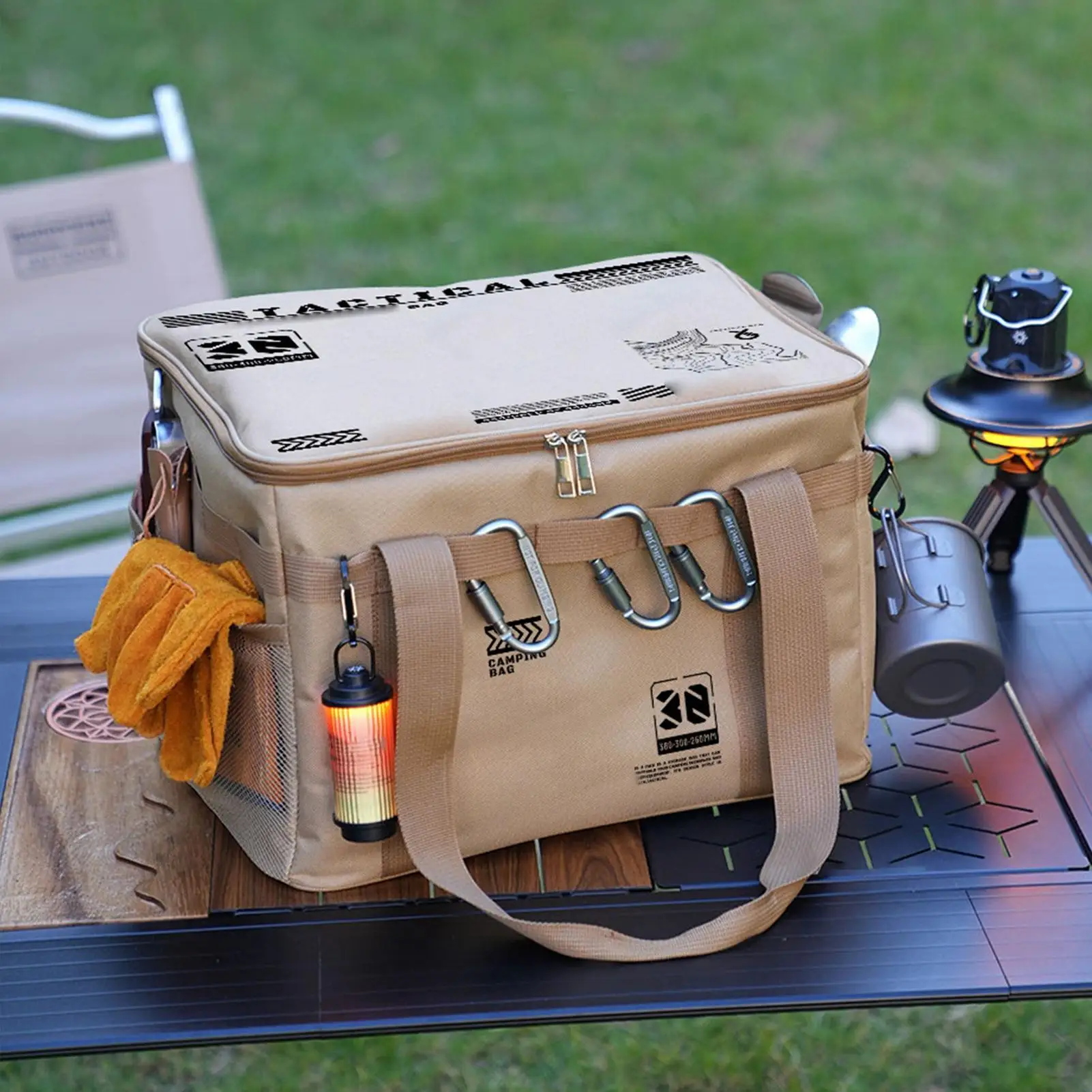 30L Camping Storage Box Soft Tableware And Kitchenware Storage Box Foldable Organizer Bag For Stove Pots Bowls Camping Equipment