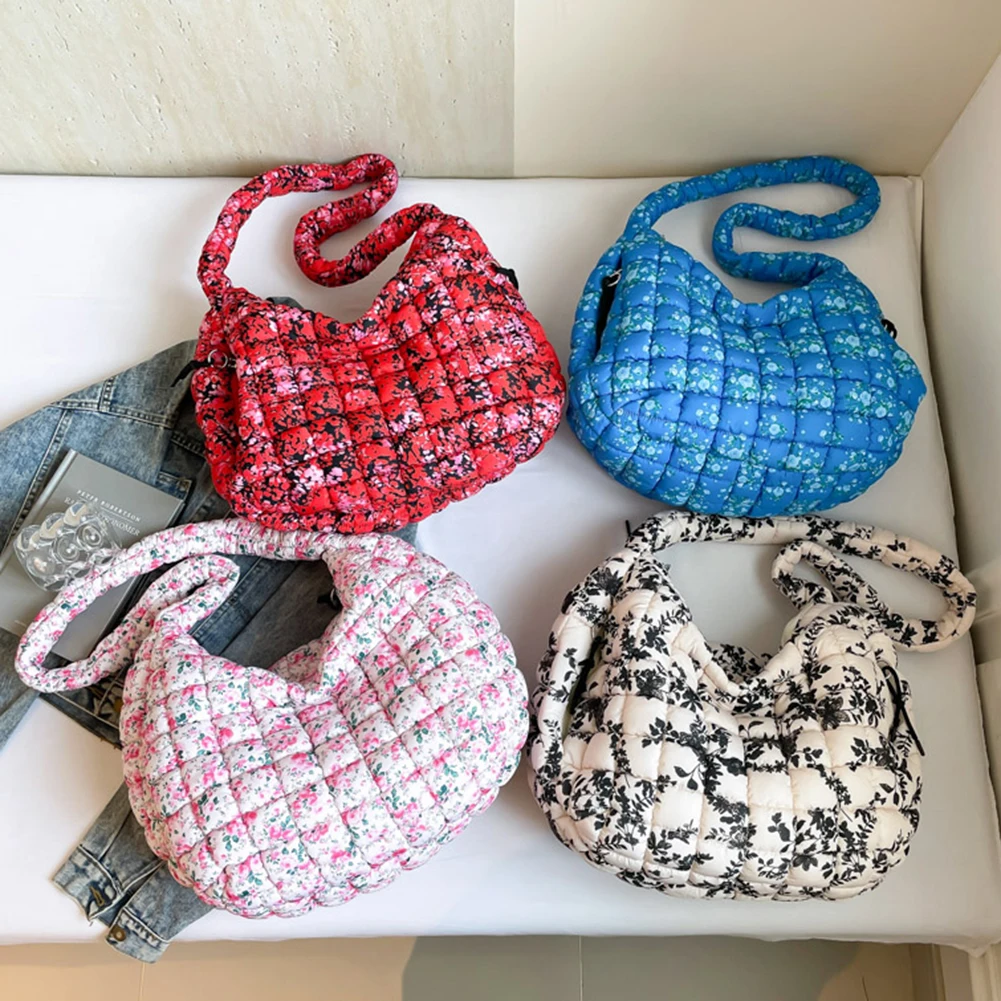 Quilted Puffer Bubble Tote Bag for Women with Zipper