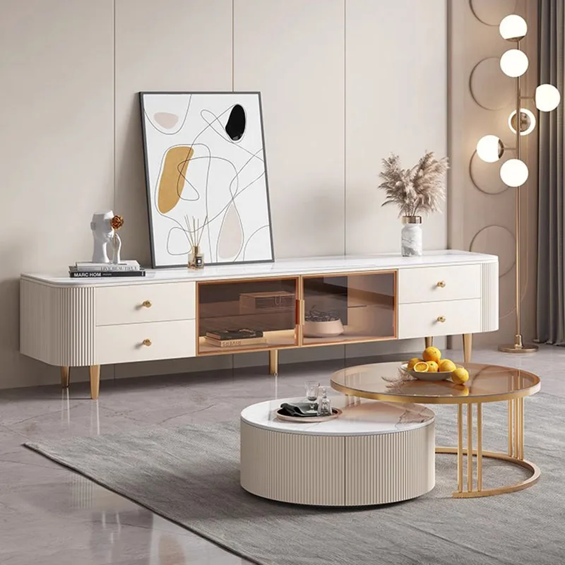 Tavolini Tv Unit For Living Room Retro White Tv Stand Console Cabinet Mueble Tv Madera Natural Mid Century Furniture