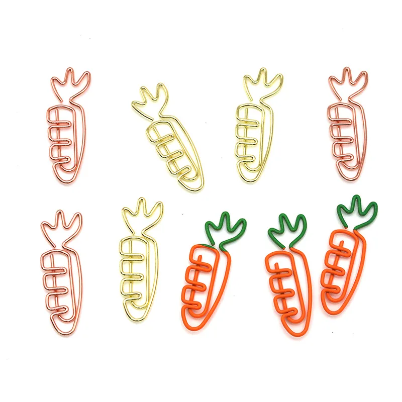 

Cartoon Shape Metal Carrot Paper Clip Creative Cute Color Paper Clips Decorative Paperpins Cute Stationery Fruit Shaped Bookmark