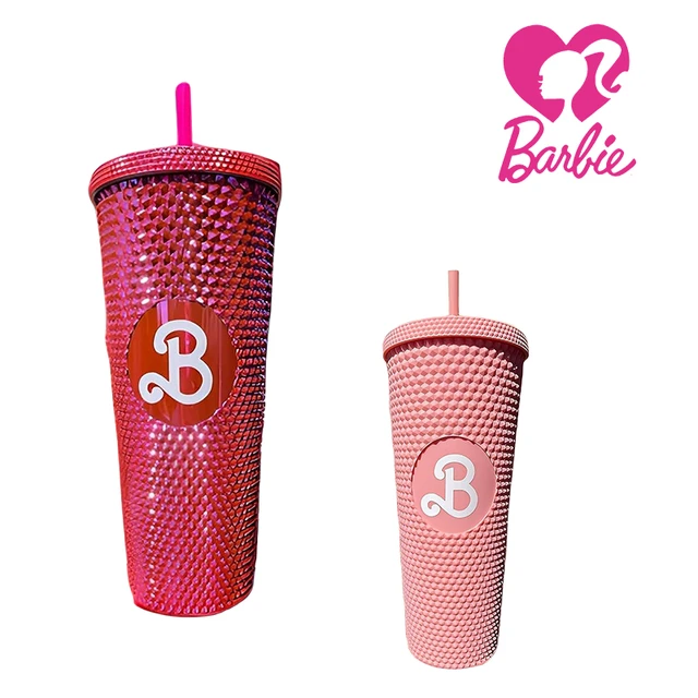 800Ml 2023 Barbie Party Pink Cup with Straw Kawaii Barbies Movie  Accompanying Cups High Capacity Portable