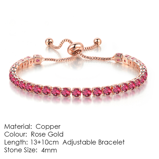 Luxury Adjustable Tennis Bracelets For Women Christmas Gift Rainbow Zircon Rose Gold Color Chain Jewelry Korean H056