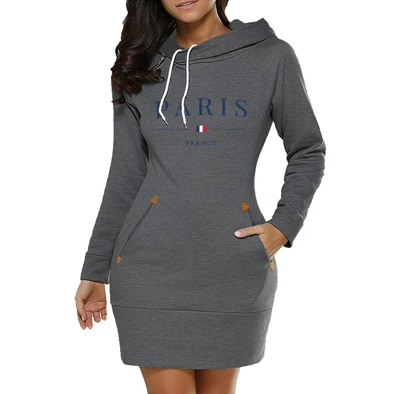Comfortable Midi Dresses Hot Sales Collar Zipper Design Fashion Simplicity Autumn 2024 Winter Hoodies Casual Pocket Long Sleeves