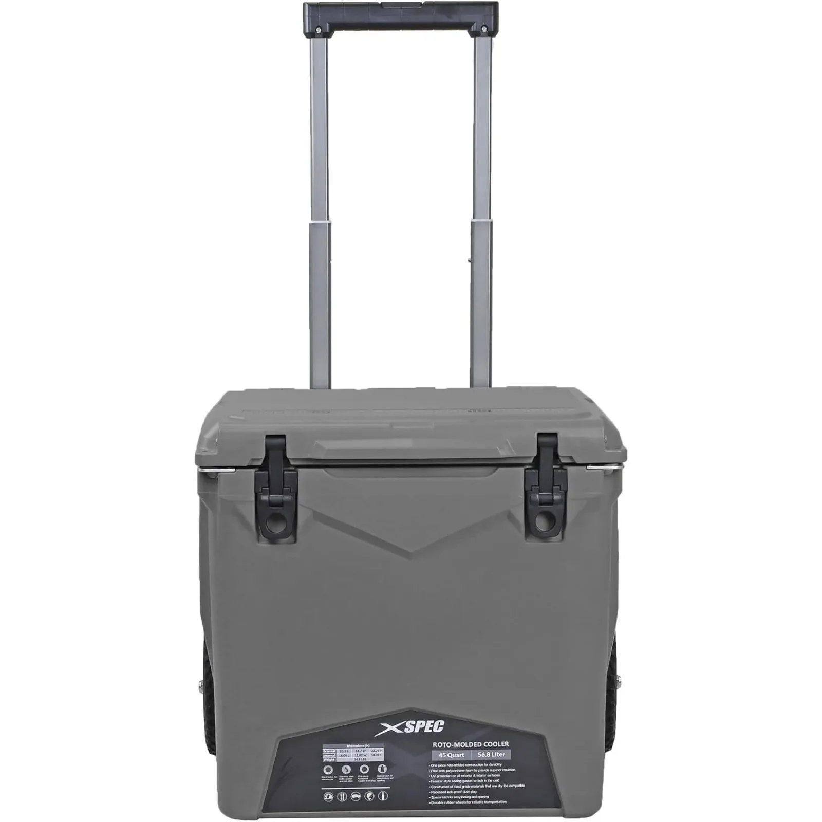 US 45 Quart Towable Roto Molded Ice Chest Outdoor Camping Cooler with Wheels Pro Tough Durable Outdoor Camping