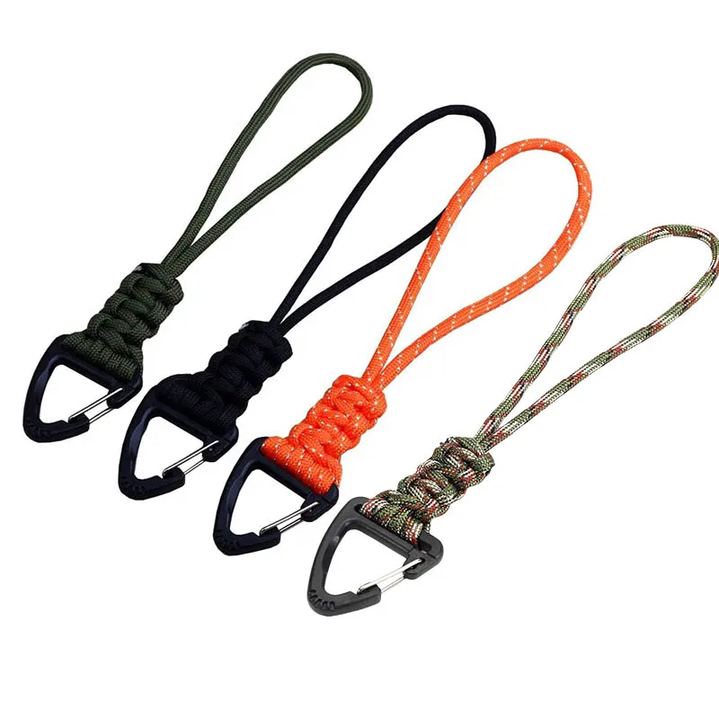 Paracord Schlüsselanhänger Lanyard Metall Dreieck Schnalle Outdoor Survival Camping Kunststoff Clip Hochfester Rucksack Hängender Karabiner