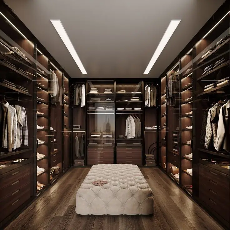 Dormitorio de lujo LED Armario de luz Closets cama moderna personalizada Habitación  de madera Walkin armario sistemas - China Armario, ropa moderna vestidor