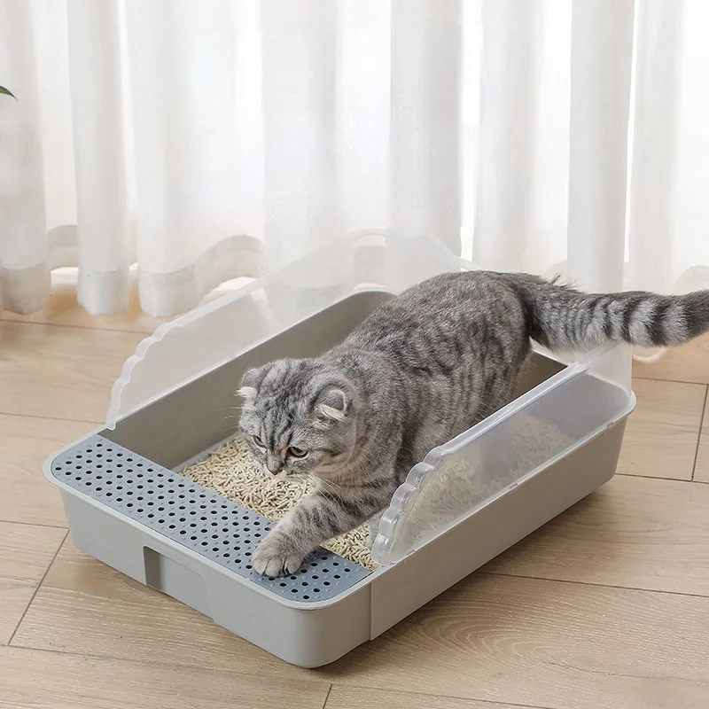 Cat Litter Box Cat Potty Tray Kitten Poop Training Sandbox Resintoilet