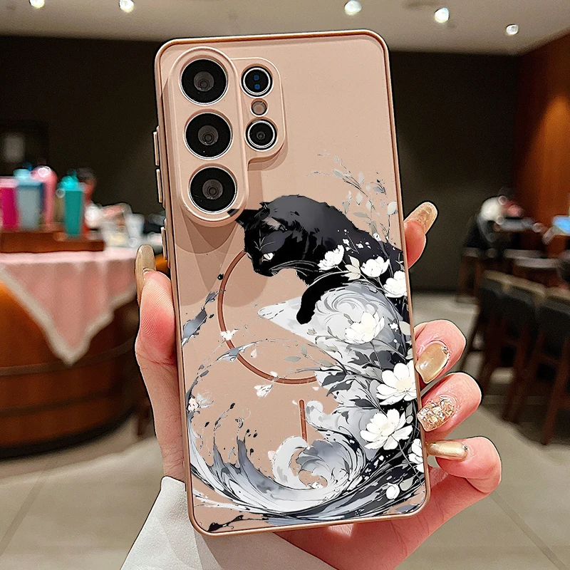 Magnetic Black Cat Hard PC Phone Case