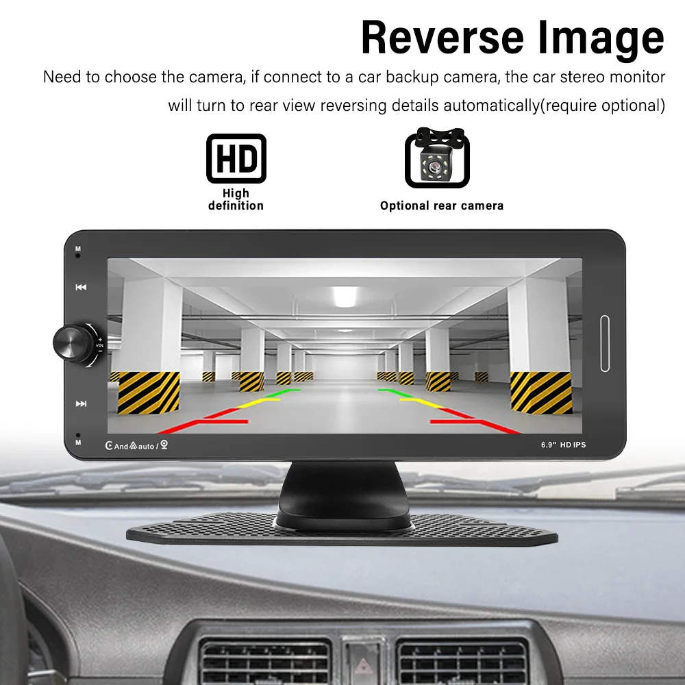 6.9inch IPS Touch Screen Car Monitor Carplay Android Auto WIFI Dashboard Dash Cam Airplay Autolink Bluetooth EQ Smart Player