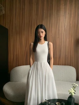 Casual Fashion Slim Clothes Lady Spring Summer vestido y2k Women Chic A-Line Midi Dresses Female Bodycon Elegant Black White 1