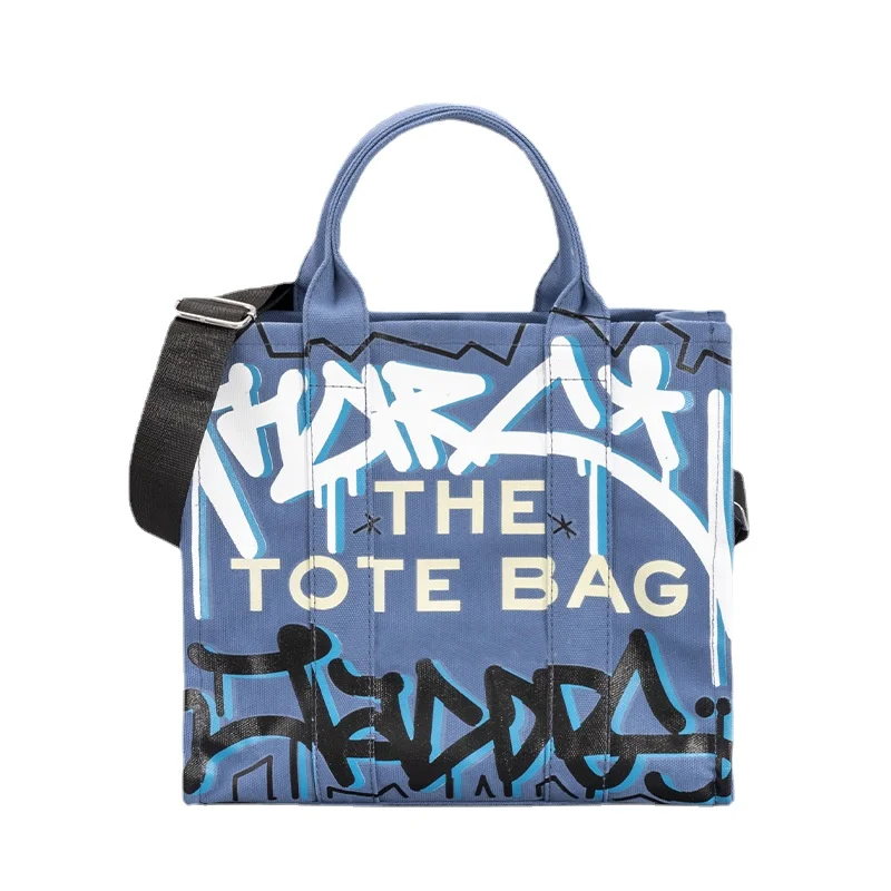 Fashion Paris Printed Letter Graffiti Painting Tote Bag Creative Design  Canvas Shoulder Bag Handbag Large Capacity Shopping Bag