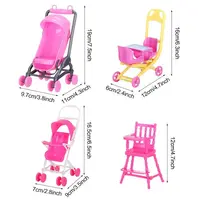 Cochecito de bebé para muñecas, casa de muñecas, barbies, accesorios, carro infantil, modelo de guardería, juguetes de juego para niñas - Imagen 4