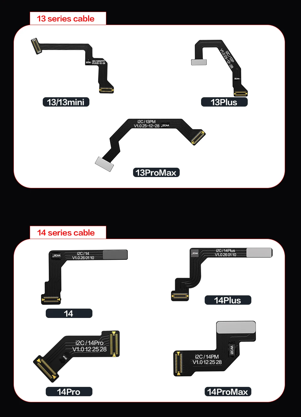 I2C 13-16 시리즈 Face ID 비분해 수리 플렉스 케이블(A8S 13-16 도트 매트릭스 활성화 보드용) 팝업 문제 해결
