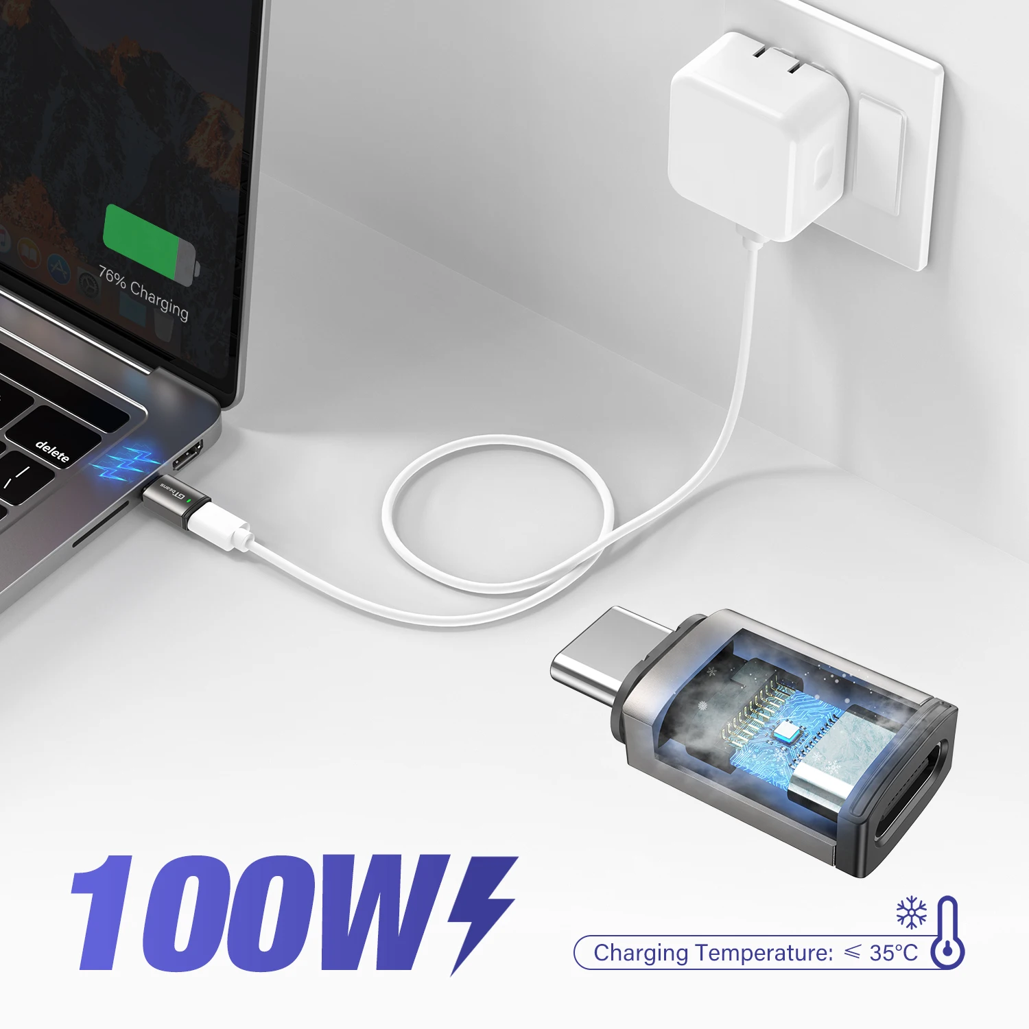 USB C To Type C Magnetic OTG Adapter OTG Adapter USB To Type C Adapter Magnetic Cable Adapter Magnetic Charging Adapter PD 100W Fast Charging USBC Magnet Connector For MacBook Pro Samsung Huawei Xiaomi Laptop