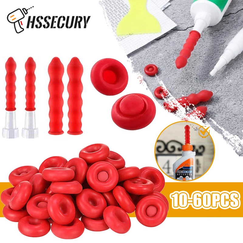 1060pcs Caulking Gun Nozzles Cap Red Caulk Saving Caulk Glue Tip