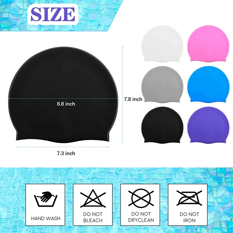 Impermeável alta elástica Silicone natação Cap para homens e mulheres, adultos, tampas de piscina, cobrir orelhas, cabelos longos, grande nadar chapéu, látex