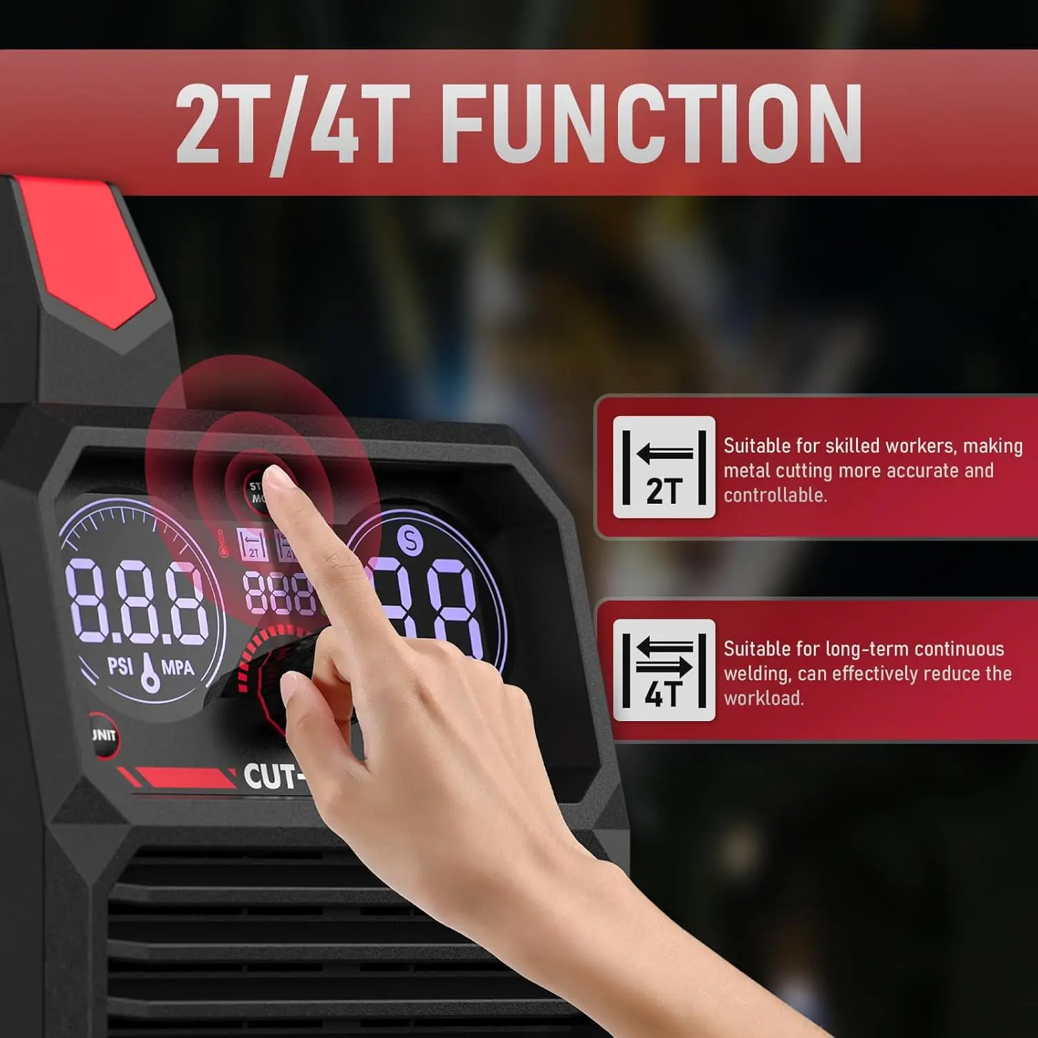 CUT 55DS Plasma Cutter 55Amp Non Touch Pilot Arc Air Power Large Digital Display 110 220V Dual Voltage IGBT Inverter Plasma